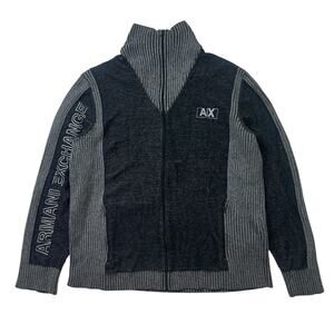 Armani Exchange Full-Zip Sweater Gray Black Size Men's Large